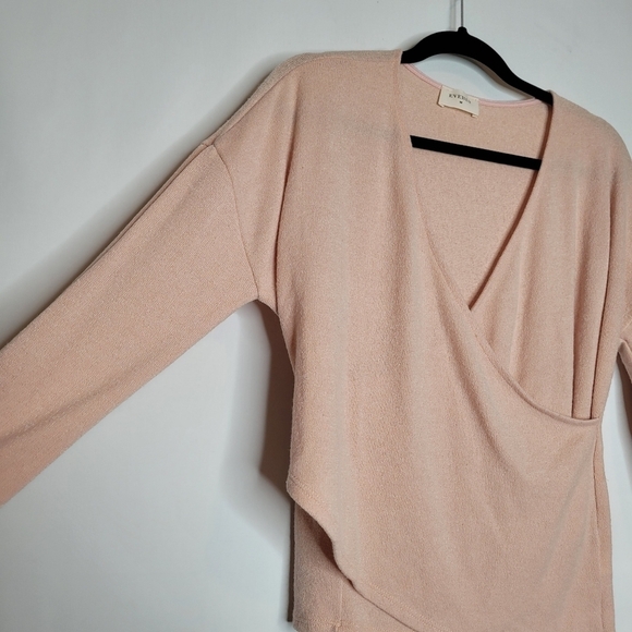 Everly Pink Crossover Long Sleeve Top - Picture 5 of 11